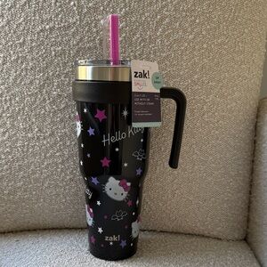 NEW Zak Designs Hello Kitty Halloween Black Tumbler Cup with Pink Straw 40 oz.